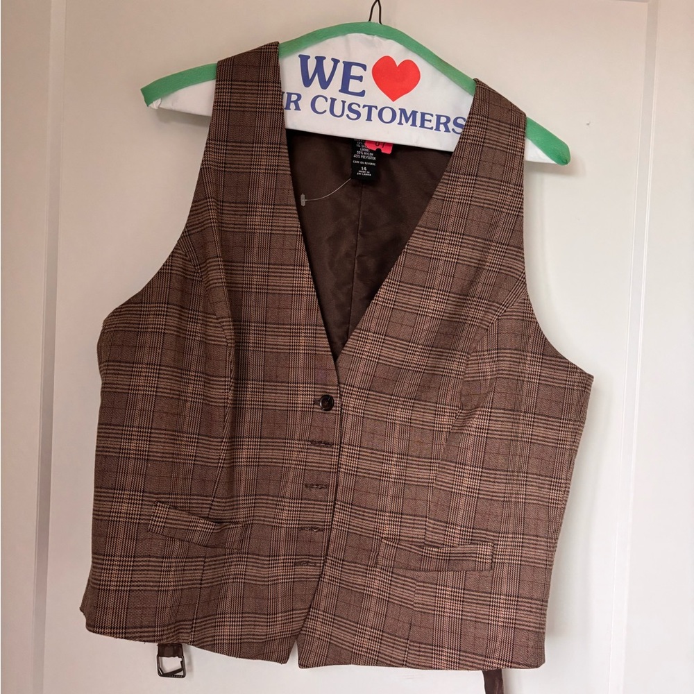 Vintage New York & Company Plaid Vest